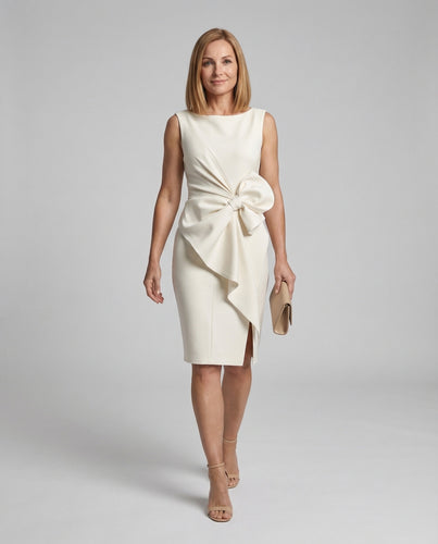 Satin Etuikleid Asymmetrisch Elegant Damen