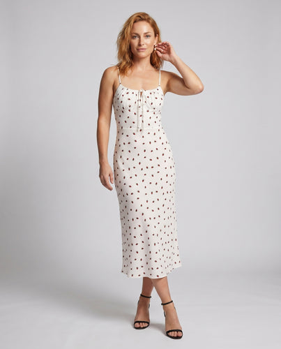 Damen Maxikleid mit Spaghetti-Trägern und dekorativem Bindeband