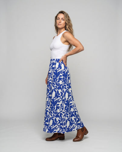 Damen Maxirock mit elastischem Bund und verspieltem floralen Muster