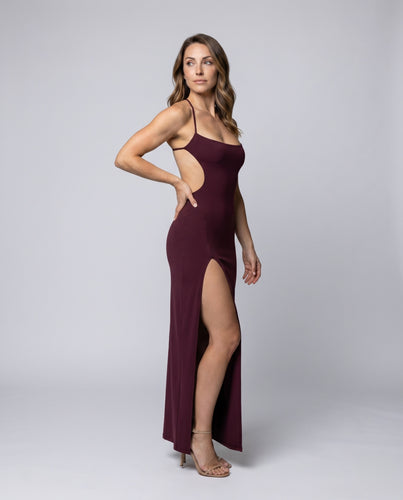 Damen Maxi-Kleid mit hohem Schlitz und elegantem Träger-Design EB