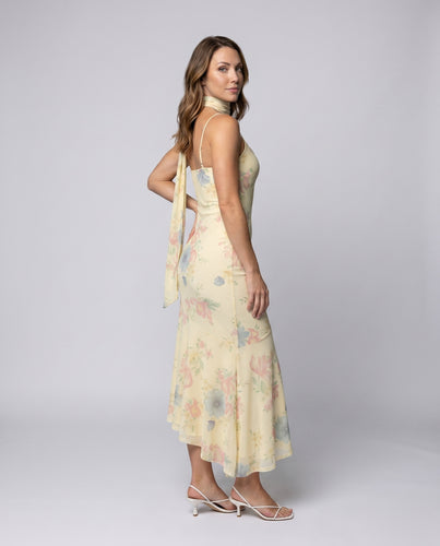 Damen Sommerliches Maxi-Kleid mit floralem Druck und schmalen Trägern EB