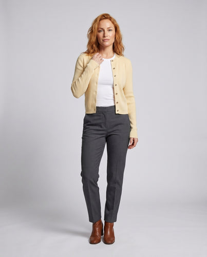 Damen nan leichter gerippter Knopfcardigan mit Daumenloch-Manschetten und schmaler Silhouette