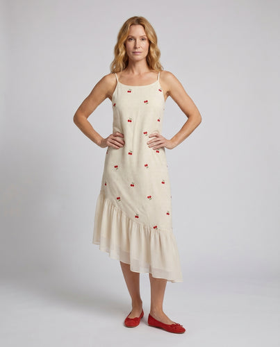 Damen Sommerkleid mit Rüsche und floralen Stickereien EB