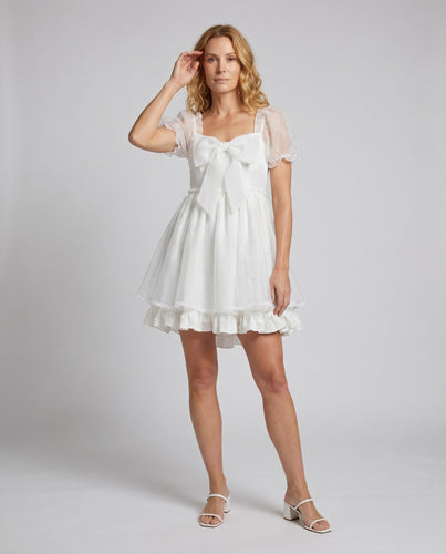 Damen Verspieltes Mini-Kleid mit Puffärmeln und romantischem Rüschendesign