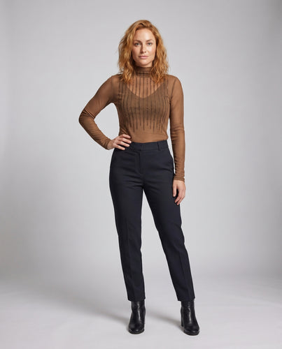 Damen Langarmshirt mit hohem Stehkragen und Glitzerakzenten EB