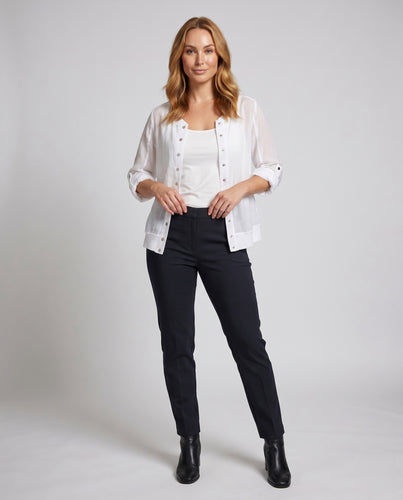 Damen Leichte und elegante Blusenjacke mit praktischen Druckknöpfen EB