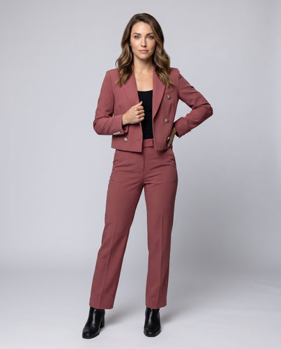 Damen moderner cropped Blazer mit eleganten Knöpfen EB