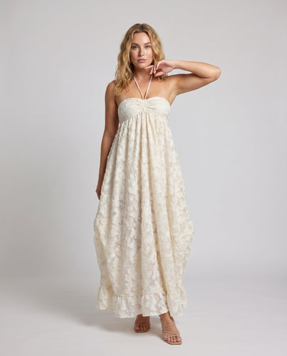 Damen Elegant geschnittenes Maxikleid mit raffiniertem Rückenausschnitt und zartem floralen Design
