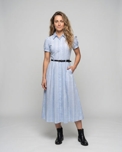 Damen Klassisches Hemdblusenkleid mit eleganter Silhouette und Taillengürtel