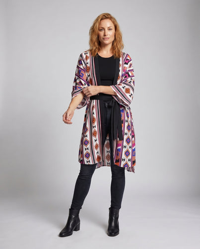 Damen Strandkaftan mit buntem Ethno-Muster Heidi Mode