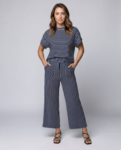 Damen Streifen-Set mit weitem Schnitt und elastischem Bund