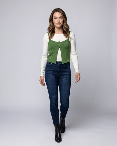 Damen Stricktop mit verstellbaren Trägern und Knopfdetails