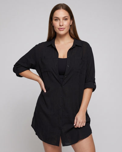 Damen Strandshemblusenkleid mit lässigem Schnitt Heidi Mode