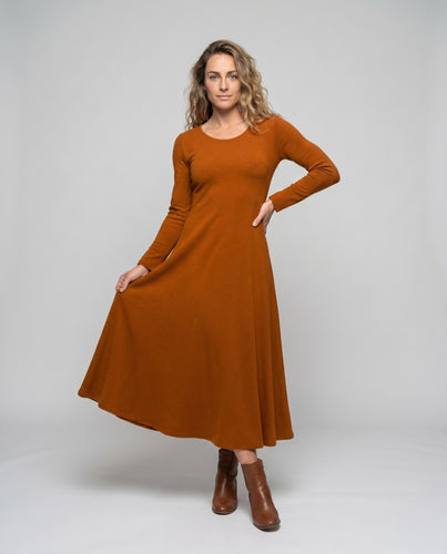 Damen Langarm Maxi-Kleid aus weichem Jersey-Stoff mit elegantem Schnitt