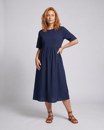 Damen Schlichte Empire-Raffung Mischgewebe Sommer-Maxikleid