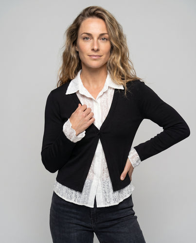 Damen elegante Bluse mit modernem Kragen und statement Ärmel