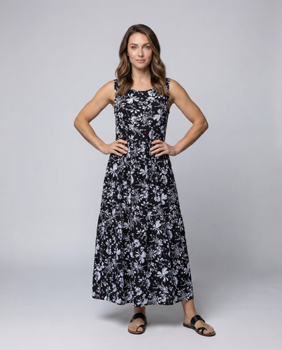 Damen Stufen Maxikleid mit Schmetterlingsprint