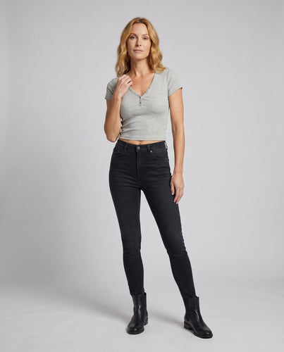 Damen Cropped Top mit Knopfleiste und figurbetontem Design