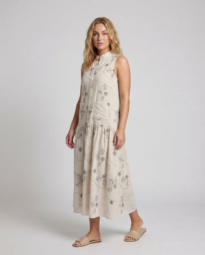 Damen Stufen Maxikleid mit floralem Print