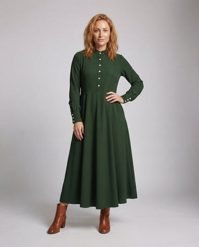 Damen Bodenlanges A-Linienkleid mit Stehkragen