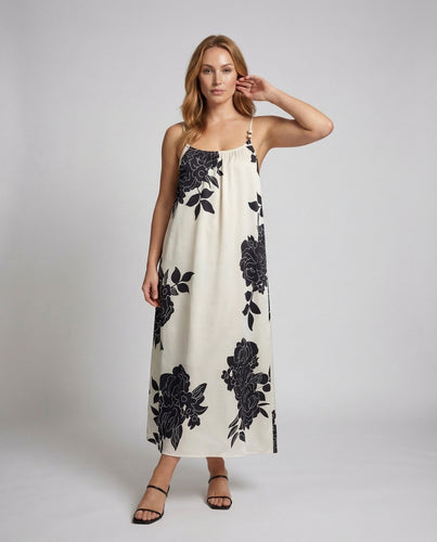 Damen Seidenoptik Maxikleid mit Blumenprint