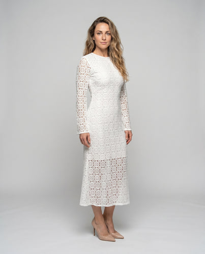 Damen Spitzenkleid mit schickem Langarm und elegantem Schnitt