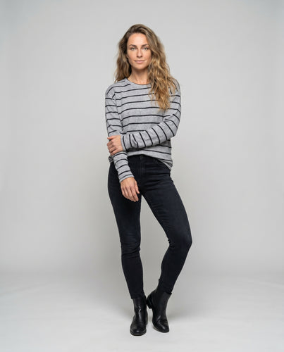 Damen lässiges Langarmshirt mit gestreiftem Design