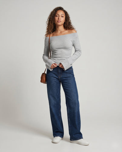 Damen Off-Shoulder Strickpullover mit weitem Schnitt