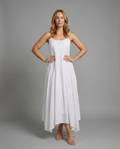 Damen Maxikleid mit Stufen und Taschen