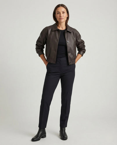 Damen Croppedjacke in Lederoptik