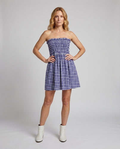 Damen Gerafftes Minikleid im Karomuster