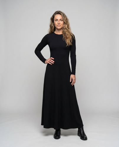 Damen Elegantes Maxi-Kleid mit langem Arm und fließendem Schnitt