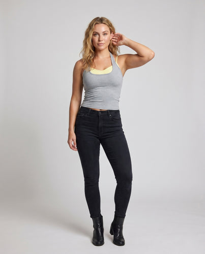 Damen nan Funktions-Top im Lagen-Look mit Halterkragen und Komfort-Unterbrustband EB