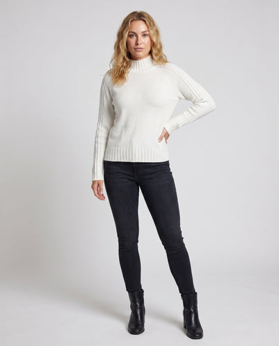 Damen Pullover mit hohem Kragen und strukturiertem Design EB