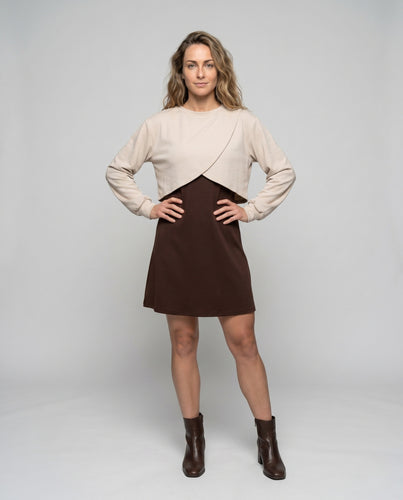Damen Modisches Sweatkleid mit lässigem Oberteil und elegantem Rock EB