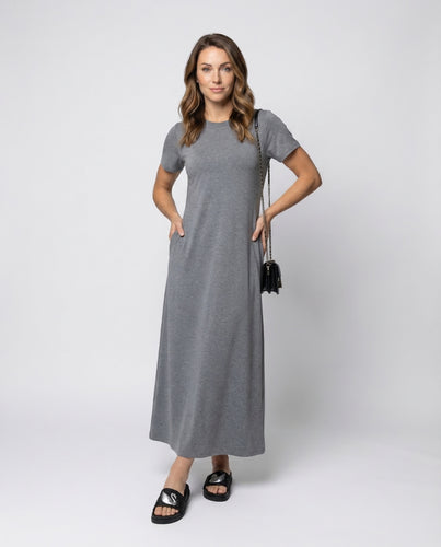 Damen Hochgeschlossenes Jersey Midikleid