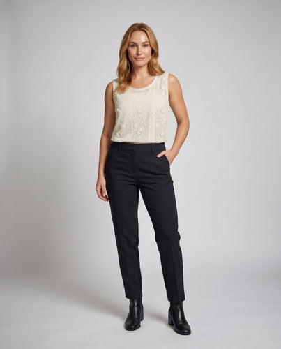 Damen elegante Stickbluse mit floralen Akzenten EB
