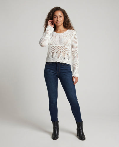 Damen Häkeloberteil mit romantischem Design und elegantem Schnitt EB