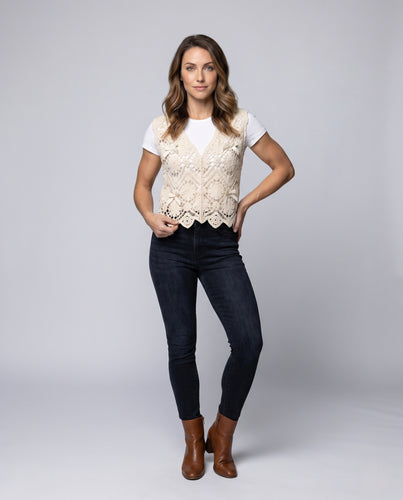 Damen Elegante Häkelbluse mit Rüschen und dekorativen Schleifen EB