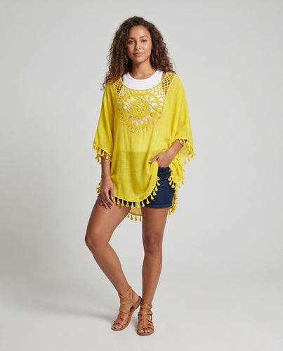 Damen modernes Strandcover-Up mit gehäkeltem Detail EB