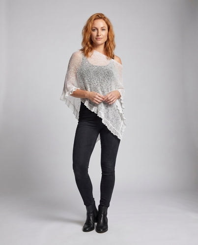 Damen Eleganter und lässiger Poncho mit feinen Spitzenakzenten EB