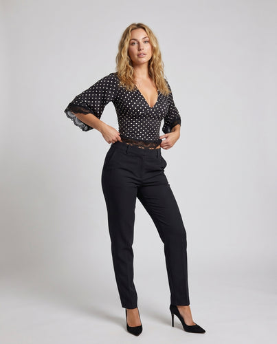 Damen Polka Dot Spitzenbluse EB