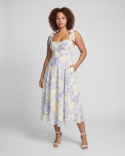 Damen Midikleid mit lässigen Trägern und floralem Muster EB