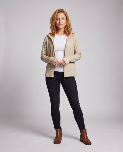 Damen atmungsaktive Sportjacke mit schützendem Kapuzendesign EB