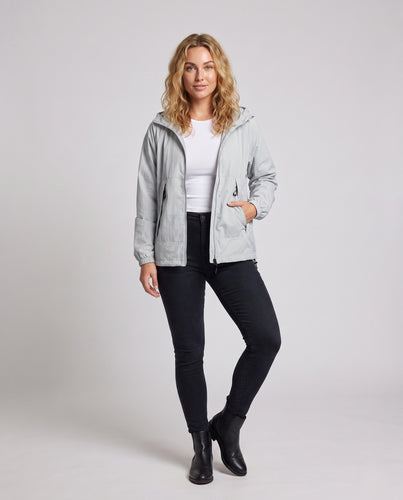 Damen funktionale Windbreaker-Jacke mit verstellbarem Kapuzenkragen EB