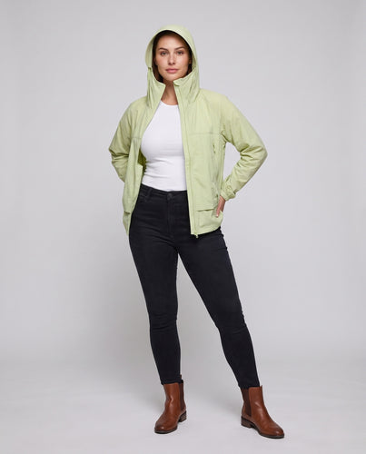 Damen technische Outdoor-Jacke mit hohem Kragen und abnehmbarer Kapuze EB