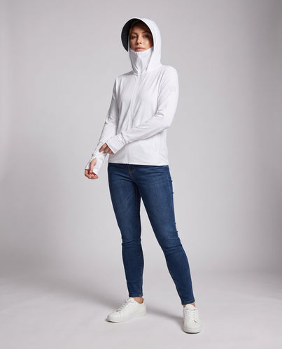 Damen UV-Schutz Hoodie mit integriertem Gesichtsschutz von EB
