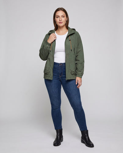 Damen Leichte Outdoor-Jacke mit verstellbarer Kapuze und wasserabweisendem Material EB