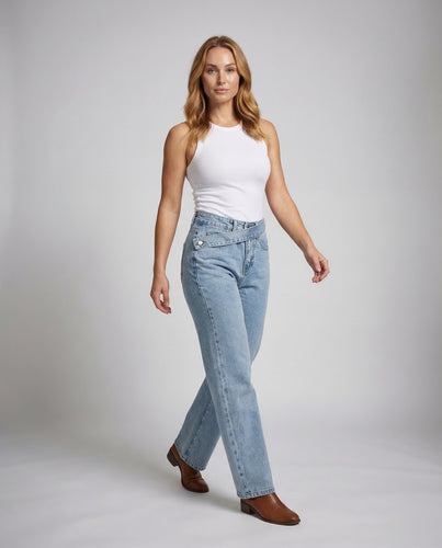 Damen Jeans High Waist Weites Bein