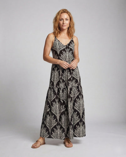 Damen Stufiges Maxikleid mit V-Ausschnitt